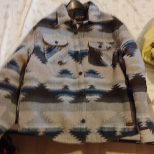 Jachs Blue and Gray Patterned Shirt Jacket